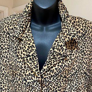 Leopard Print Silk Blouse ~ Size Large
